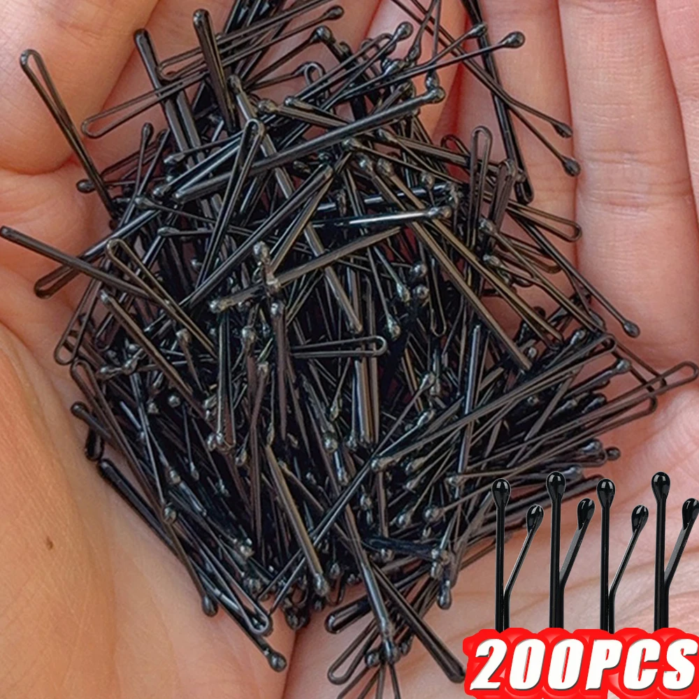 3.5CM Ultra-Invisible Black Straight Line Hair Clip Long-Lasting U-shaped Needle Lady Hairpins Curly Wavy Grips Women Bobby Pins