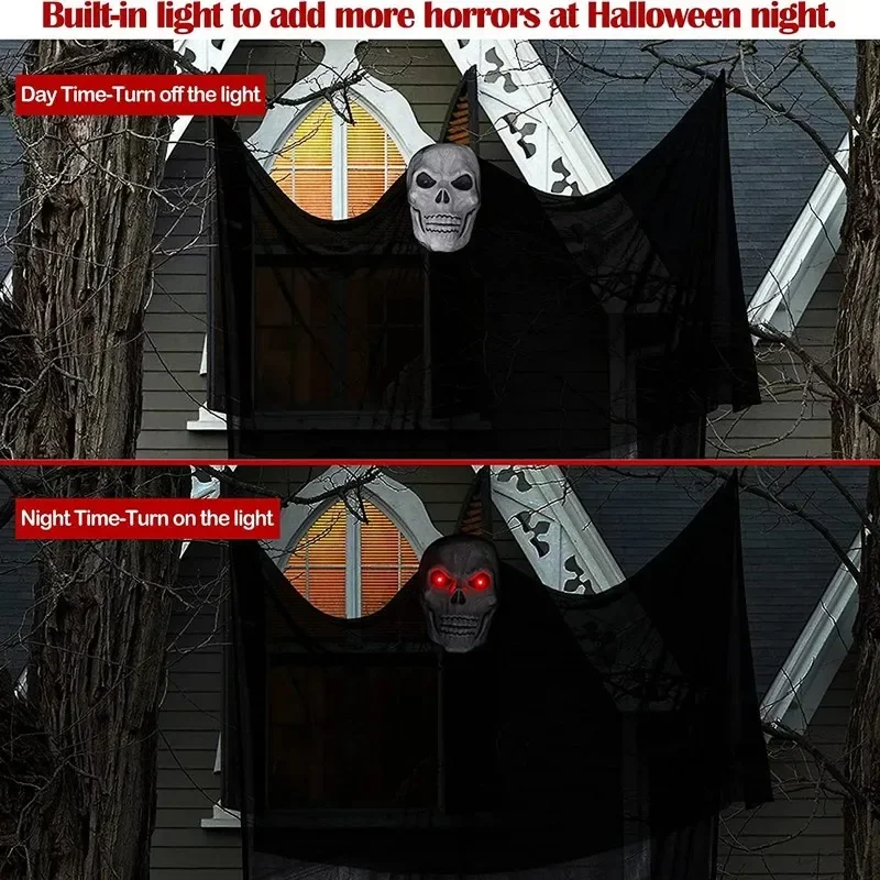 3.5M Halloween Hanging Skull Ghost Haunted House Decoration With LED Sound Ghost Ornament Indoor Outdoor Halloween Party Decor - Image 5