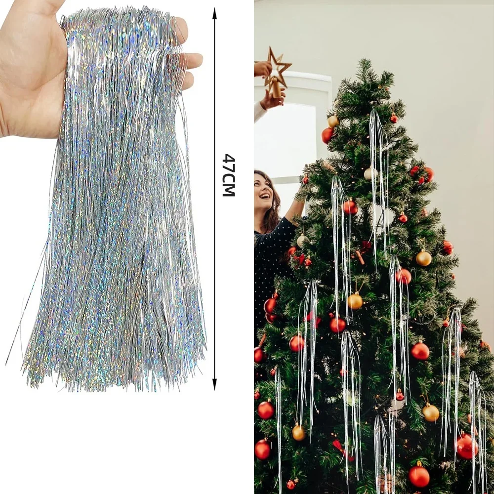 3000 Strands Christmas Icicles Iridescent Tinsel Foil Fringe Garland For Xmas Tree Decorations Party Supplies Holiday Decor - Image 3