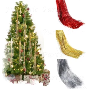 3000Strands Christmas Tinsel Icicles Red Gold Tinsel Foil Fringe Garland Icicles Iridescent Xmas Tree Decoration Christmas Party