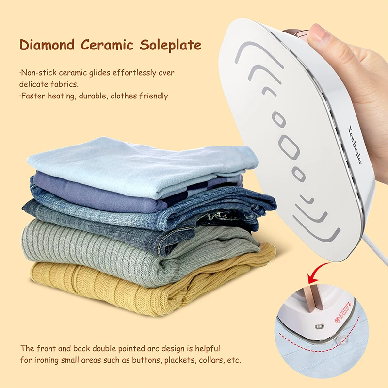300W Electric Iron Mini Clothes Dryer Travel Dual-voltage Dryer Ceramic Based Iron Clothing Wrinkle Remover - Image 3