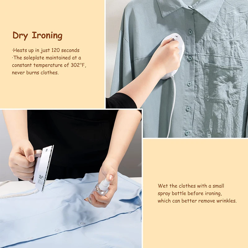 300W Electric Iron Mini Clothes Dryer Travel Dual-voltage Dryer Ceramic Based Iron Clothing Wrinkle Remover - Image 4