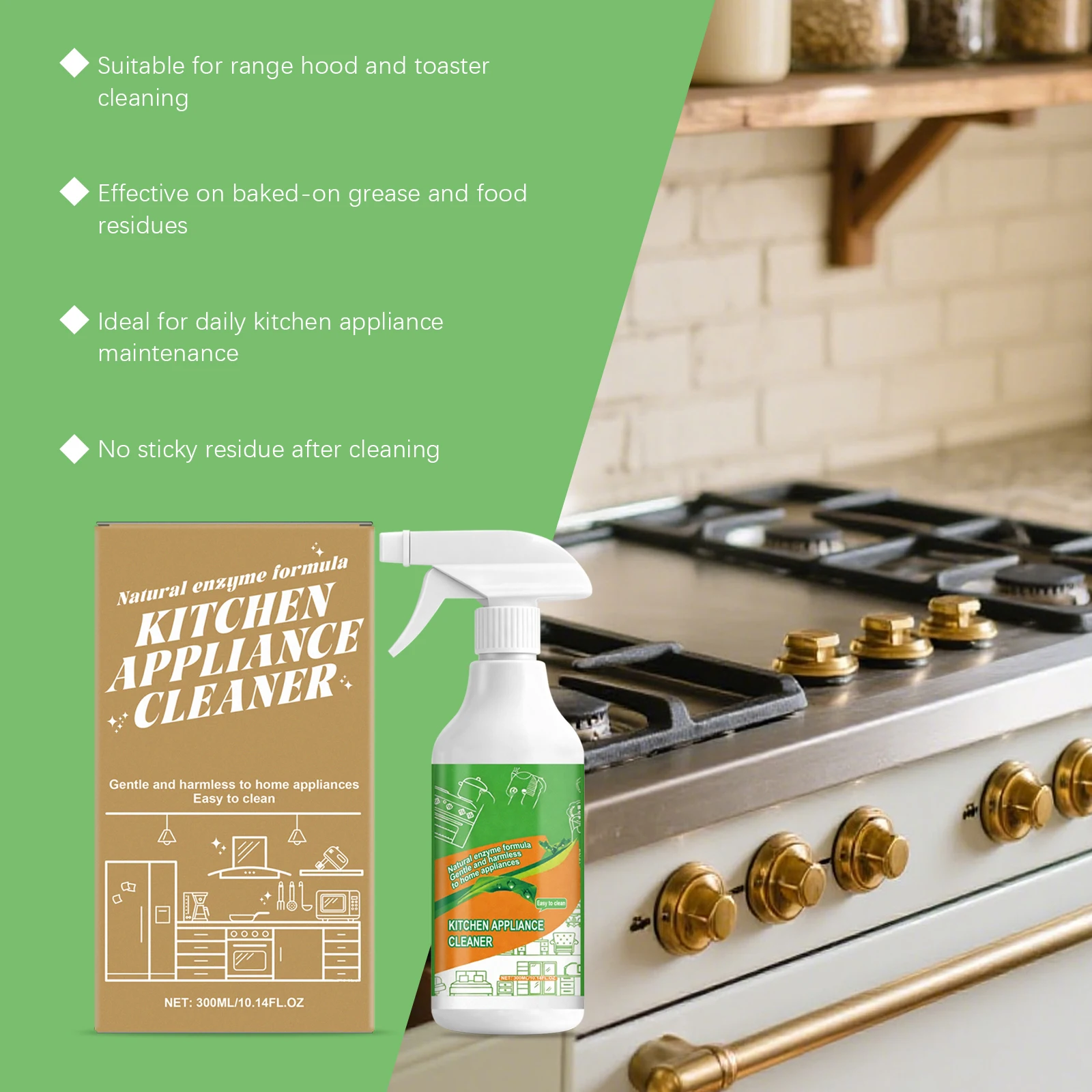300ml Kitchen Appliance Cleaner Natural Grease Remover Spray Safe Refrigerator Surface Polish Stove Top Oven Degreaser Liquid - Image 6