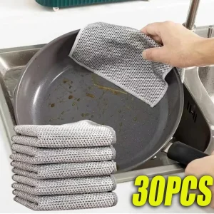 30/10pcsMagic Cleaning Cloth Thickened Double -sided Metal Steel Wire Rags Kitchen Dish Pot Washdishing Cloths Towel Clean Tools