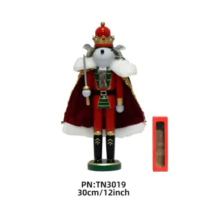 30CM Mouse Nutcracker King Wooden Craft Lotus Wood Cartoon Christmas Decoration Home Decoration Gift Ornaments