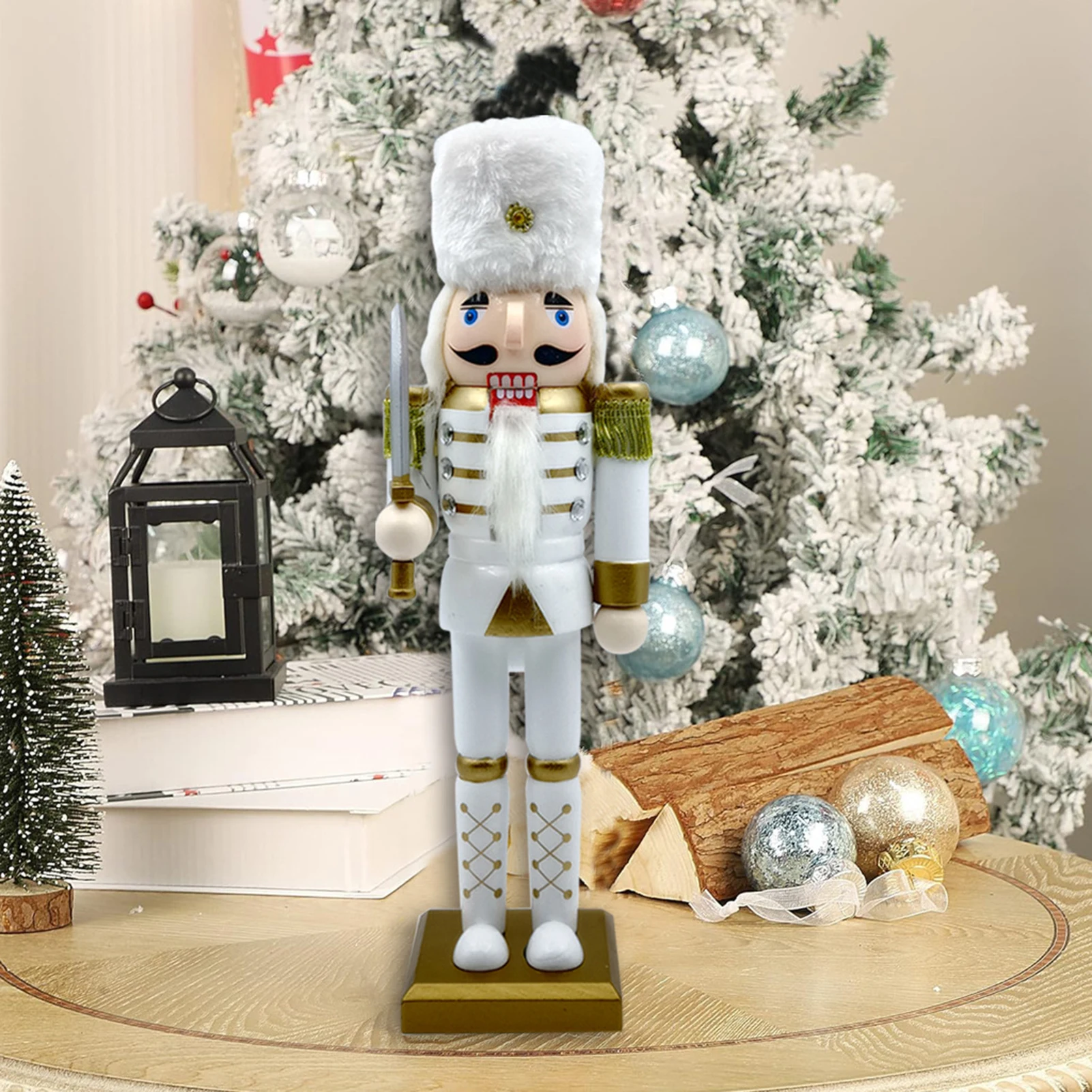 30CM Wooden Nutcracker Christmas Decorations Figures Handmade Dolls Toys Home Office Table Decorations Gifts Friends - Image 2