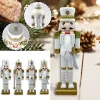 30CM Wooden Nutcracker Christmas Decorations Figures Handmade Dolls Toys Home Office Table Decorations Gifts Friends