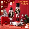 30CM Wooden Nutcracker Soldier Christmas Decoration Hand Painted Ornament Xmas Tree Gift Desktop Figurine for Home Festival