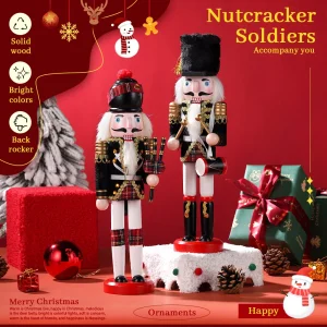 30CM Wooden Nutcracker Soldier Christmas Decoration Hand Painted Ornament Xmas Tree Gift Desktop Figurine for Home Festival