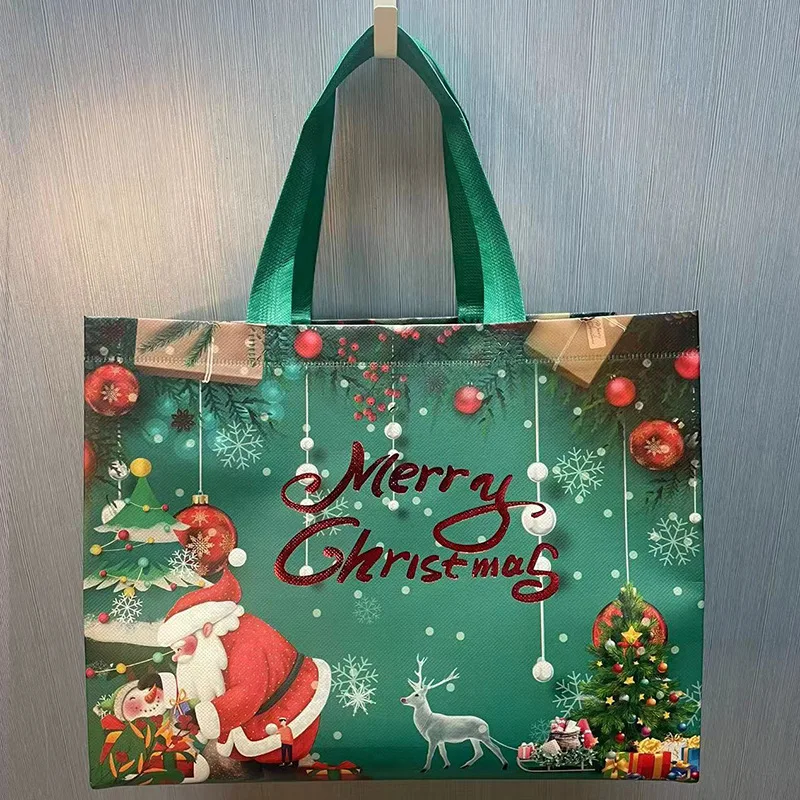 30PCS Santa Elk Snowflake Tote Bag Christmas Gift Bags Thickened non-woven printed waterproof bags Christmas Decoration Gifts - Image 3