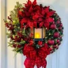 30cm LED Christmas Wreath For Front Door Window Wall Fireplace Christmas Decorations, 2024 Garland Navidad Ornament Xmas Wreath