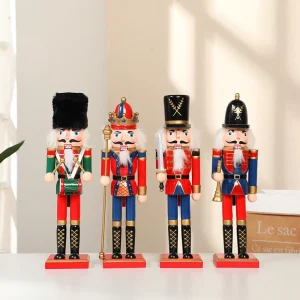 30cm Wooden Nutcracker Soldier Ornament, Traditional Christmas Puppet Figurine Xmas Home Table Party Decor Gift