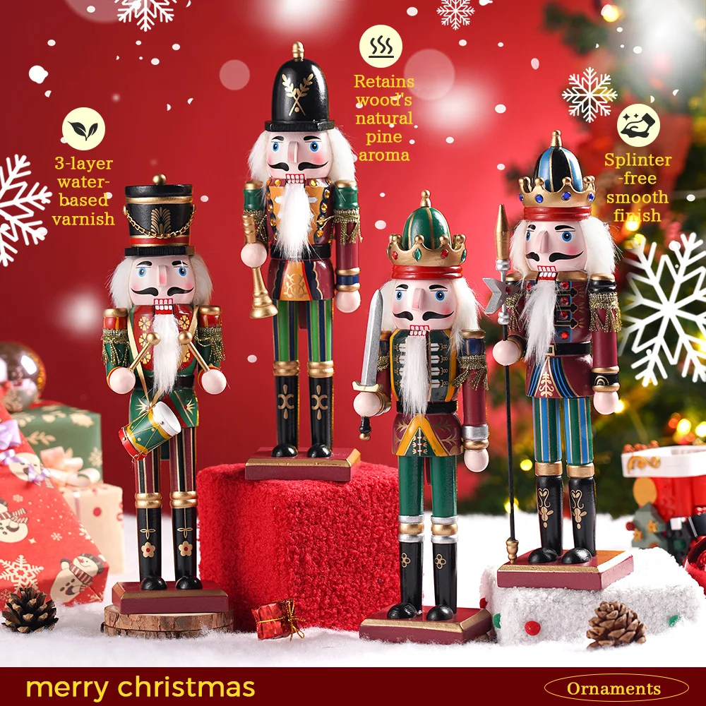 30cm Wooden Painted Nutcracker Soldier Premium Wooden Craft Doll For Christmas Mantel Decor New Year Gift Home Office Decoration - Image 2