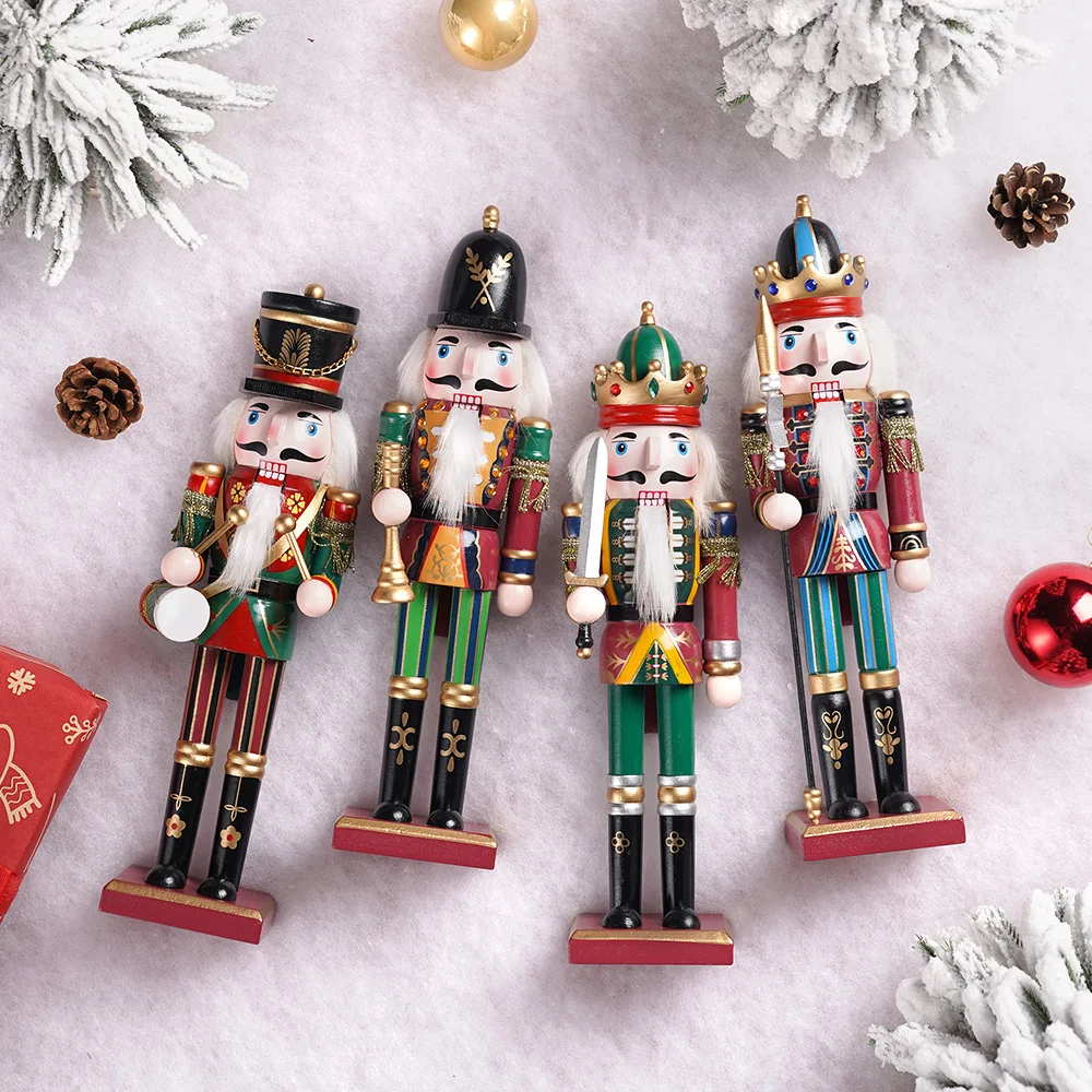 30cm Wooden Painted Nutcracker Soldier Premium Wooden Craft Doll For Christmas Mantel Decor New Year Gift Home Office Decoration - Image 3
