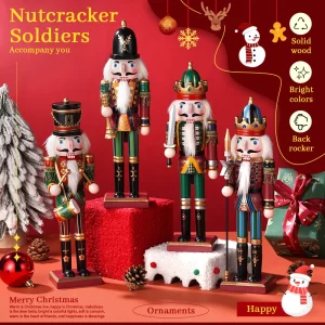 30cm Wooden Painted Nutcracker Soldier Premium Wooden Craft Doll For Christmas Mantel Decor New Year Gift Home Office Decoration