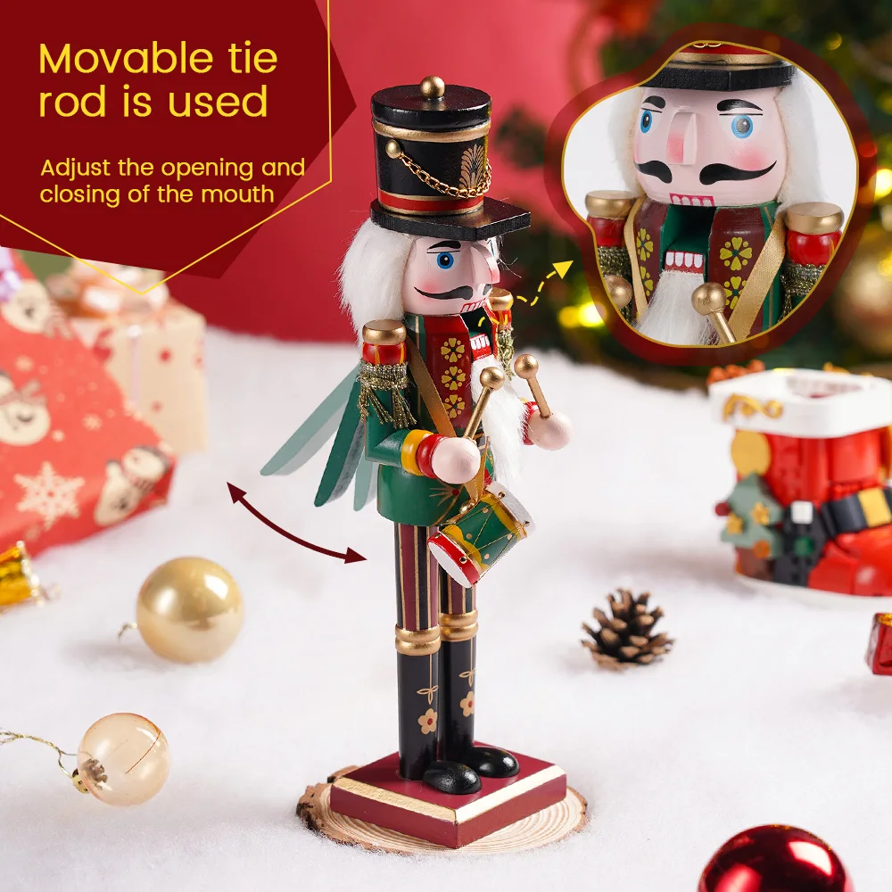 30cm Wooden Painted Nutcracker Soldier Premium Wooden Craft Doll For Christmas Mantel Decor New Year Gift Home Office Decoration - Image 6