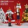 30cm/38cm Nutcracker King Mouse Fencing Puppet Wooden Sculpture Handicrafts Christmas Decoration New Year Party Desktop Ornament