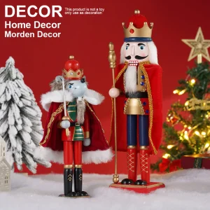 30cm/38cm Nutcracker King Mouse Fencing Puppet Wooden Sculpture Handicrafts Christmas Decoration New Year Party Desktop Ornament