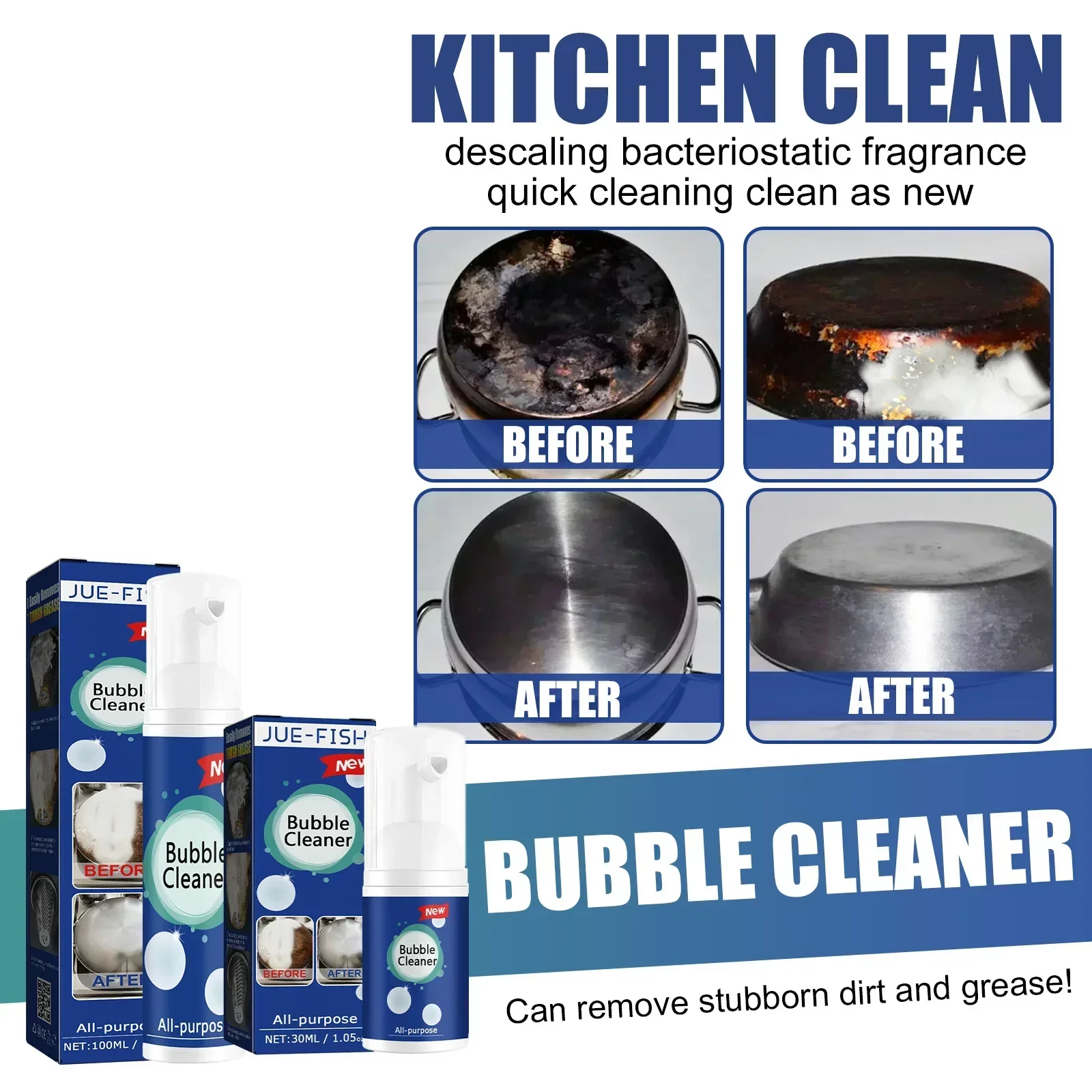 30ml/100ml Oil Stain Bubble Cleaner Multi-Purpose Oil Stain Remover Rinse-Free Deep Cleaning Spray for Kitchen Hood and Ware - Image 3
