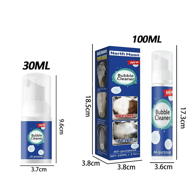 30ml/100ml Oil Stain Bubble Cleaner Multi-Purpose Oil Stain Remover Rinse-Free Deep Cleaning Spray for Kitchen Hood and Ware - Image 6
