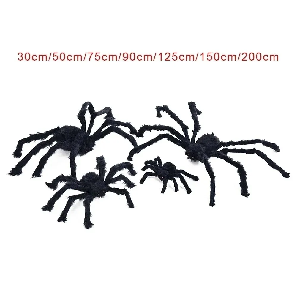 3/2/1pcs Halloween Decor Giant Black Plush Spider Halloween Party Bar Haunted House Horror Props Outdoor Scary Large Spiders - Image 6