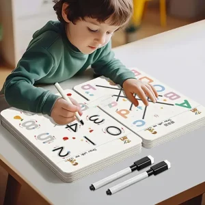 34-Page Reusable Educational Workbook Set, Perfect for Children's Drawing and Handwriting Training, Ideal for Christmas