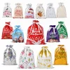 3/5pcs Merry Christmas Drawstring Gift Bags Gold Silver Red Santa Claus Cookies Candy Packaging Bag New Year Christmas Supplies