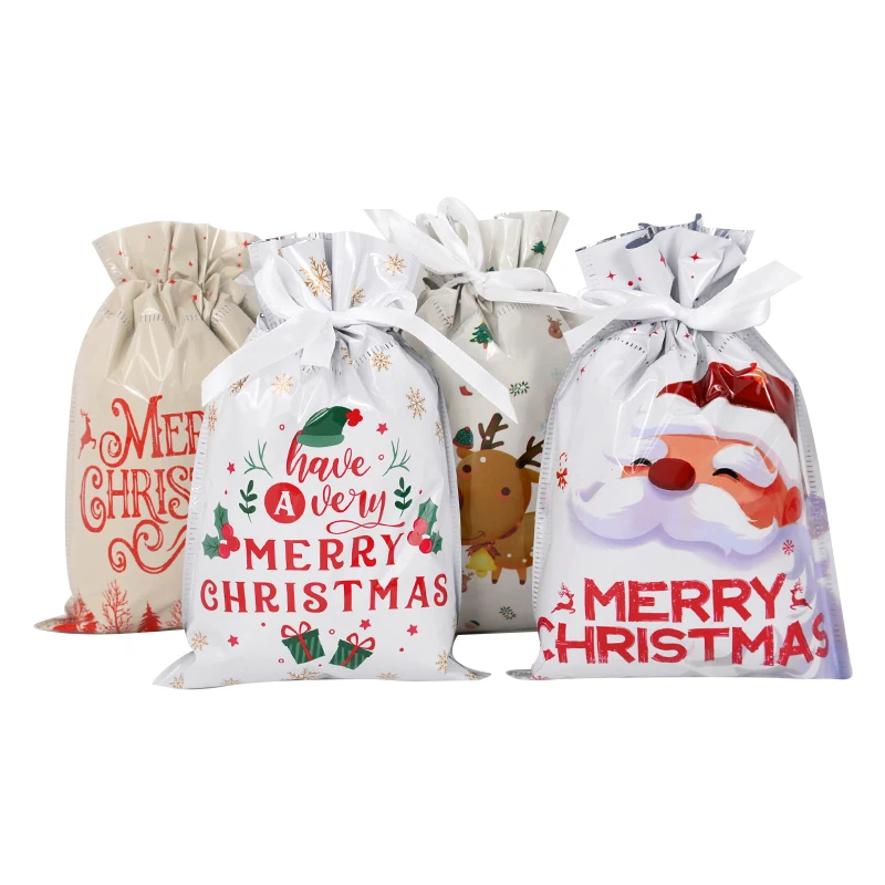 3/5pcs Merry Christmas Drawstring Gift Bags Gold Silver Red Santa Claus Cookies Candy Packaging Bag New Year Christmas Supplies - Image 3