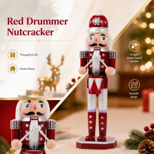 36CM Christmas Nutcracker New Style Wooden Nutcracker Ornament Soldier Figure Handcraft Toy Home Office Desktop Decoration Gift