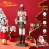 36CM Wooden Nutcracker Soldier Christmas Collection 1/2Pcs Handmade Doll Toys Xmas Tree Office Ornaments NewYear Girl Boy Gifts
