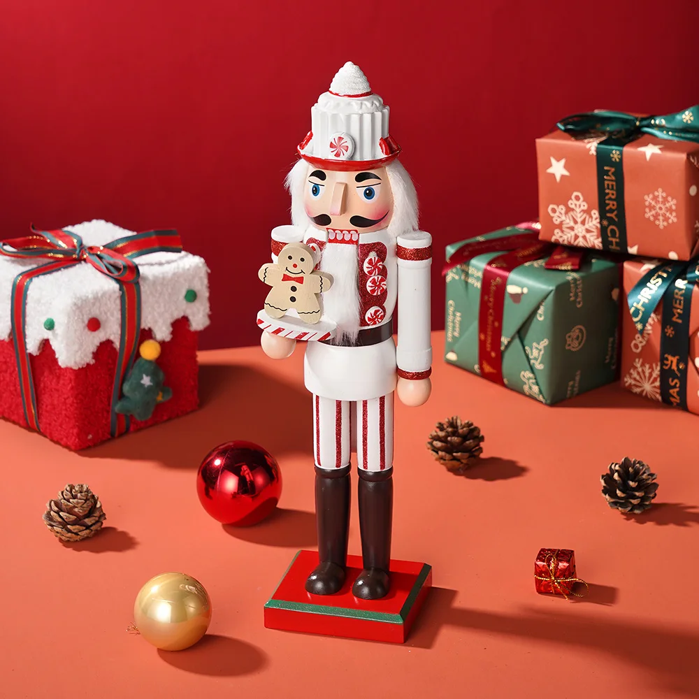 36CM Wooden Nutcracker Soldier Christmas Collection 1/2Pcs Handmade Doll Toys Xmas Tree Office Ornaments NewYear Girl Boy Gifts - Image 4