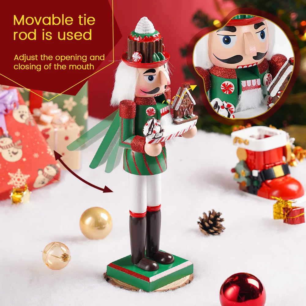 36CM Wooden Nutcracker Soldier Christmas Collection 1/2Pcs Handmade Doll Toys Xmas Tree Office Ornaments NewYear Girl Boy Gifts - Image 3