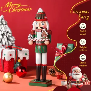 36CM Wooden Nutcracker Soldier Christmas Collection 1/2Pcs Handmade Doll Toys Xmas Tree Office Ornaments NewYear Girl Boy Gifts