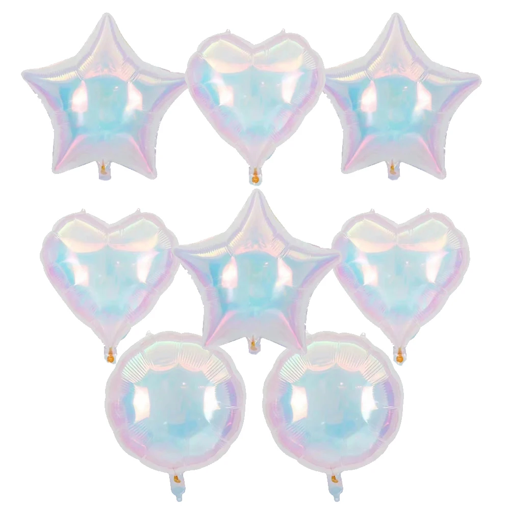 3/6Pcs 19Inch Laser Transparent Foil Star Heart Round Balloons Iridescent Globos for Birthday Party Wedding Christmas Decoration - Image 2