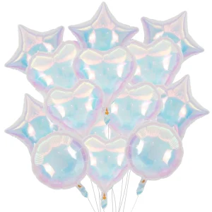 3/6Pcs 19Inch Laser Transparent Foil Star Heart Round Balloons Iridescent Globos for Birthday Party Wedding Christmas Decoration