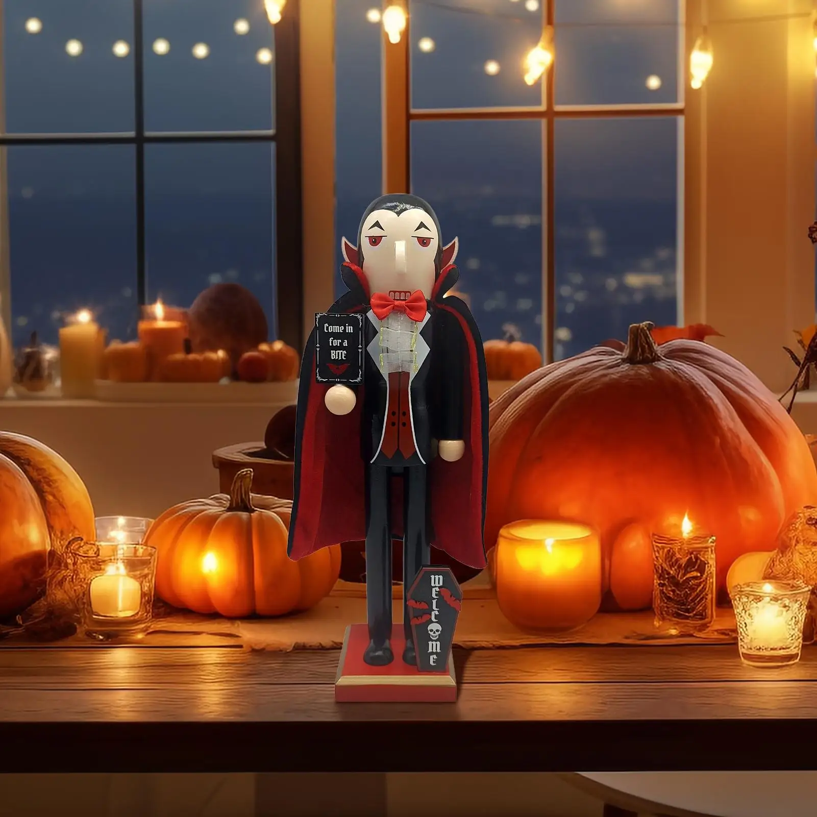 36cm Halloween Wooden Nutcracker Soldier Vampires Skeleton Figurines Halloween Nutcracker Ornament For Shelf Fireplace Party - Image 3