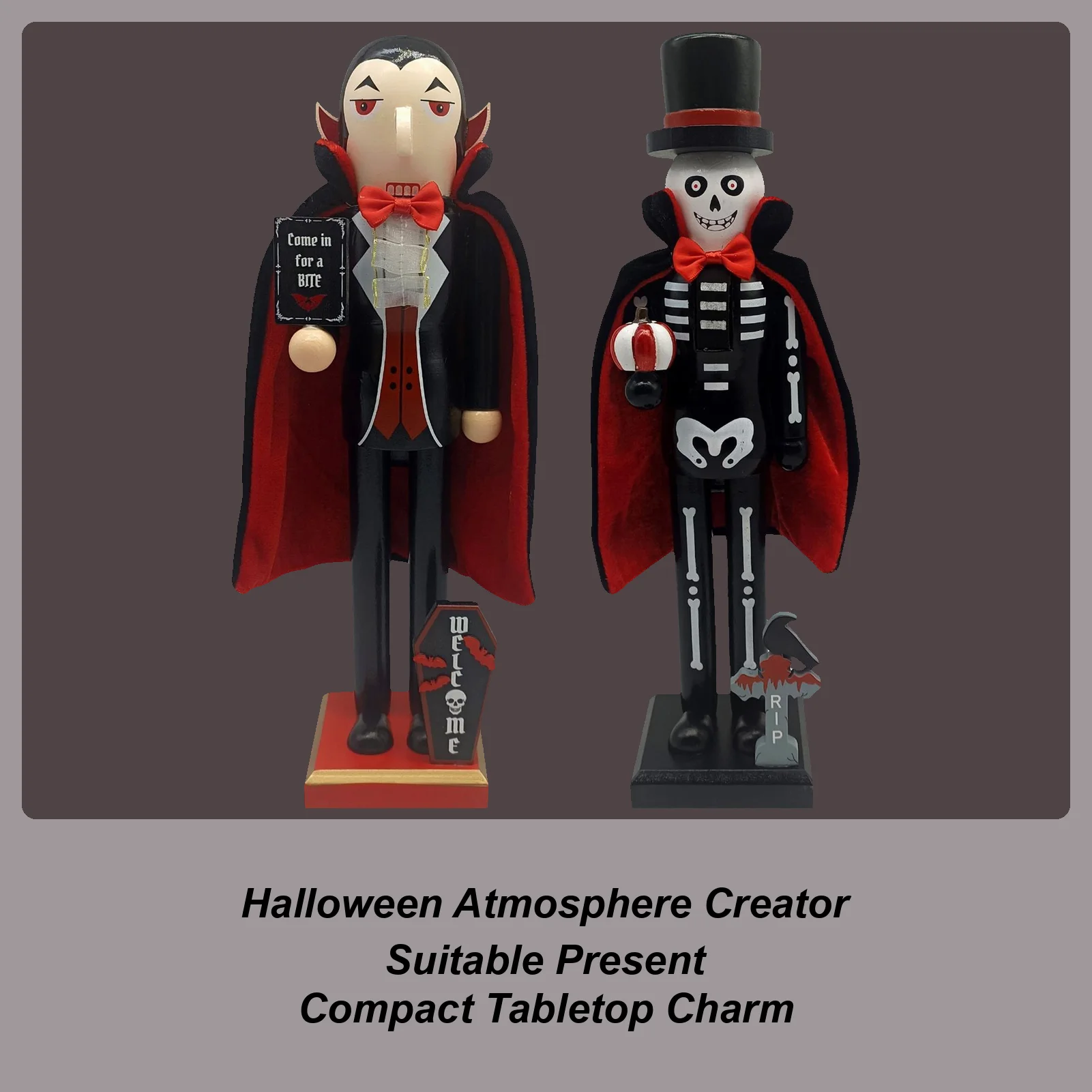 36cm Halloween Wooden Nutcracker Soldier Vampires Skeleton Figurines Halloween Nutcracker Ornament For Shelf Fireplace Party