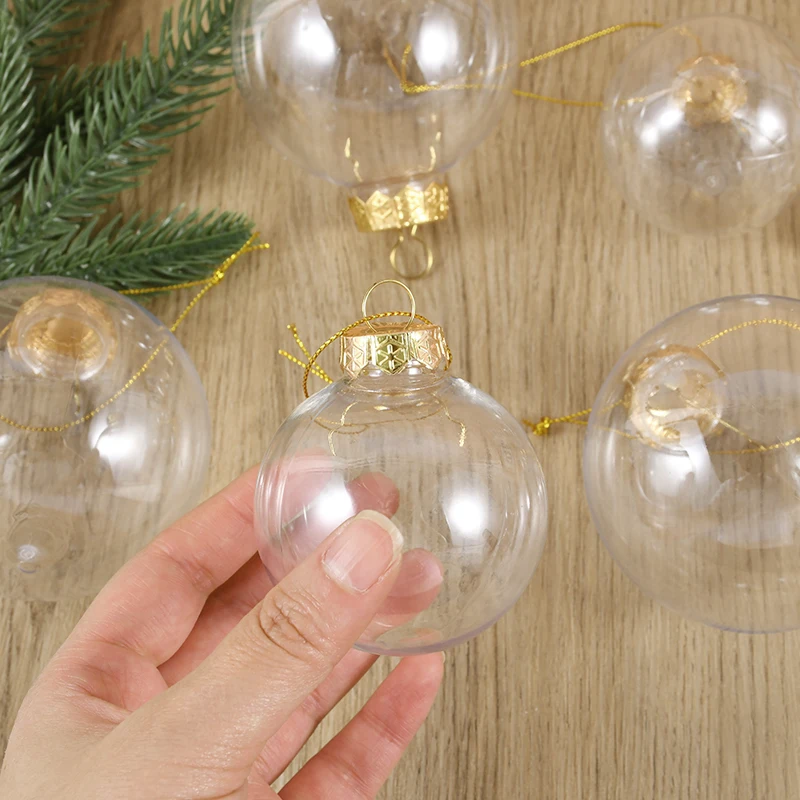 3/6pcs Transparent Christmas Ball Spherical Diamond Shaped Fillable Material DIY Xmas Home Ornament Christmas Tree Hanging Decor - Image 3