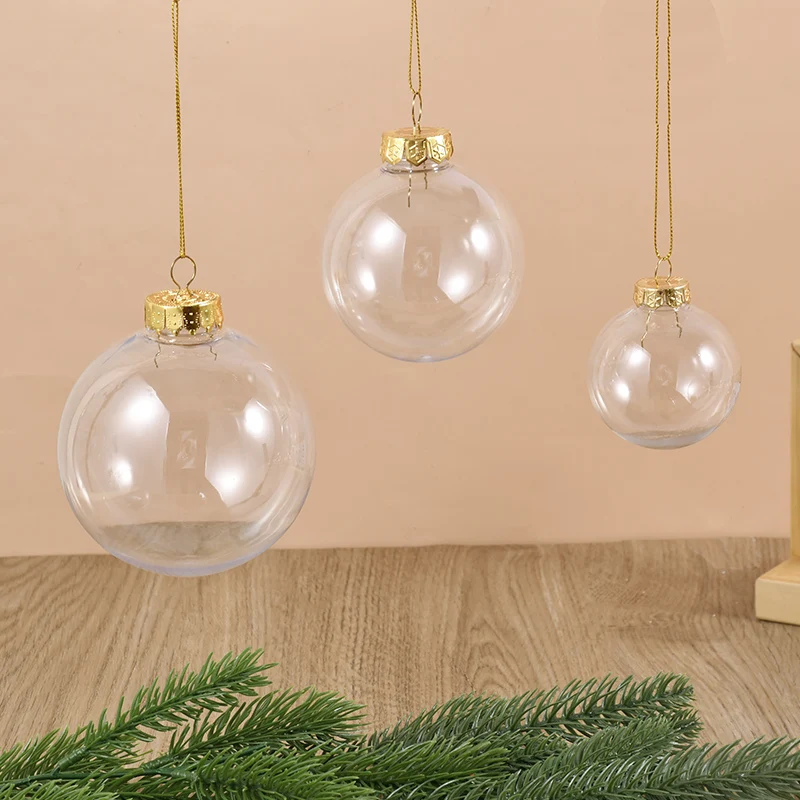 3/6pcs Transparent Christmas Ball Spherical Diamond Shaped Fillable Material DIY Xmas Home Ornament Christmas Tree Hanging Decor - Image 5