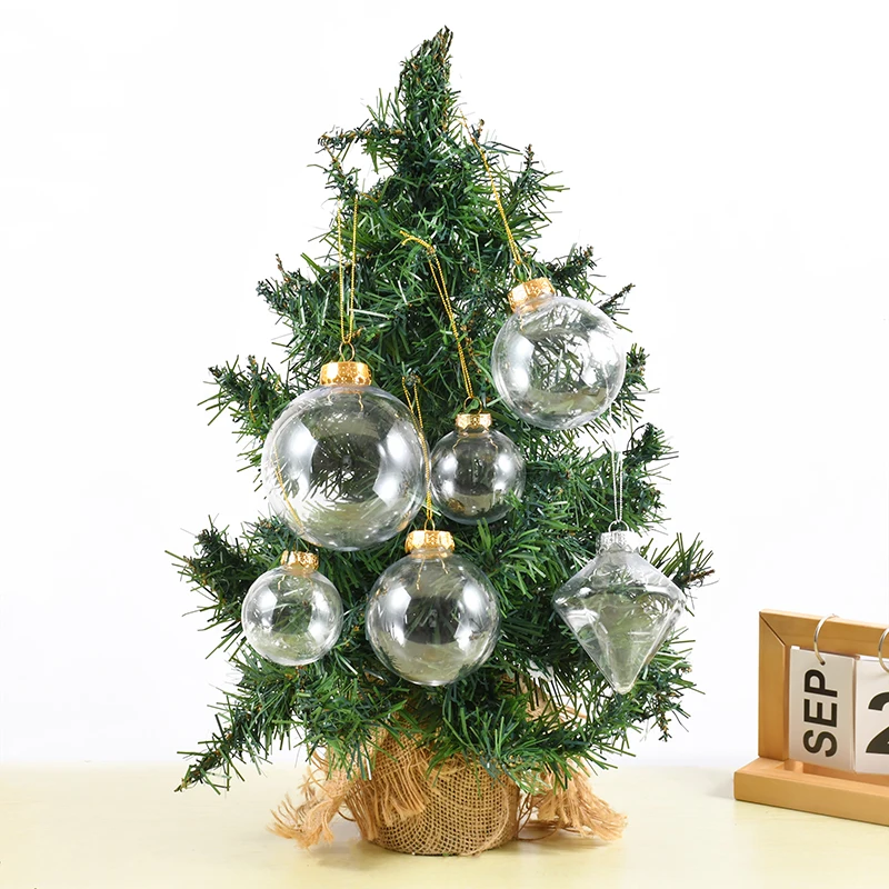 3/6pcs Transparent Christmas Ball Spherical Diamond Shaped Fillable Material DIY Xmas Home Ornament Christmas Tree Hanging Decor - Image 6