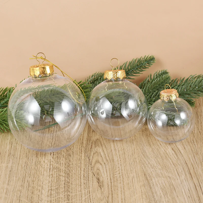 3/6pcs Transparent Christmas Ball Spherical Diamond Shaped Fillable Material DIY Xmas Home Ornament Christmas Tree Hanging Decor