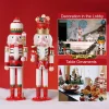 38CM Christmas Nutcracker Puppet Candy Combination Set Soldier Wooden Statue Handicraft Doll Toy New Year Gift Home Decoration