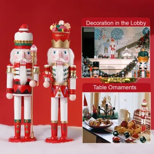 38CM Christmas Nutcracker Puppet Candy Combination Set Soldier Wooden Statue Handicraft Doll Toy New Year Gift Home Decoration