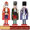 38CM Nutcracker Puppet Solider Merry Christmas Decoration Cloak King Wooden Doll Walnut Handcraft Figurine Home Office Decor