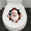 3D Effect Santa Claus Break-Through Wall Decal PVC Removable Christmas Wall Window Sticker Home Christmas Decorat Gift New Year