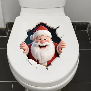 3D Effect Santa Claus Break-Through Wall Decal PVC Removable Christmas Wall Window Sticker Home Christmas Decorat Gift New Year