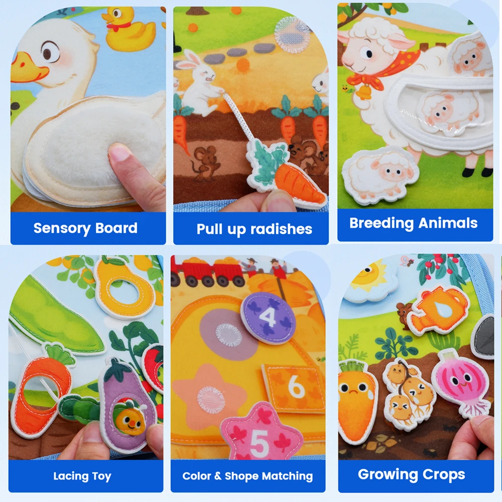 3D Farm Busy Board Quiet Book Soft Felt Montessori Toy For Fine Motor Skills Early Educational Travel Toys For Children Gifts - Image 3