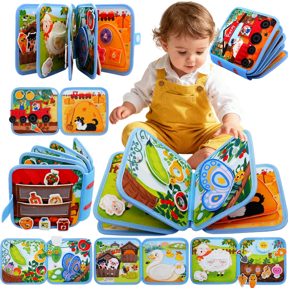 3D Farm Busy Board Quiet Book Soft Felt Montessori Toy For Fine Motor Skills Early Educational Travel Toys For Children Gifts