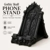 3D Printed Gothic Tracery Window Phone Stand, Dark Skull Ornament for Halloween, Desktop Holder for Phone & Tablet