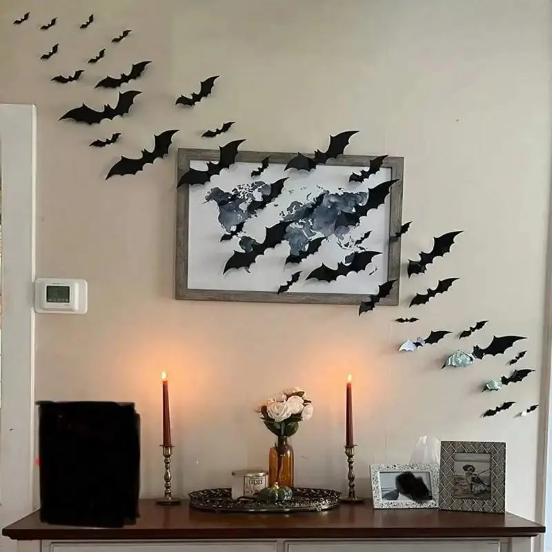 3D Waterproof Black Bats Wall Decor Halloween Decor - Image 2
